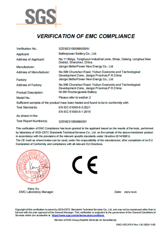 Bettery CE Certification